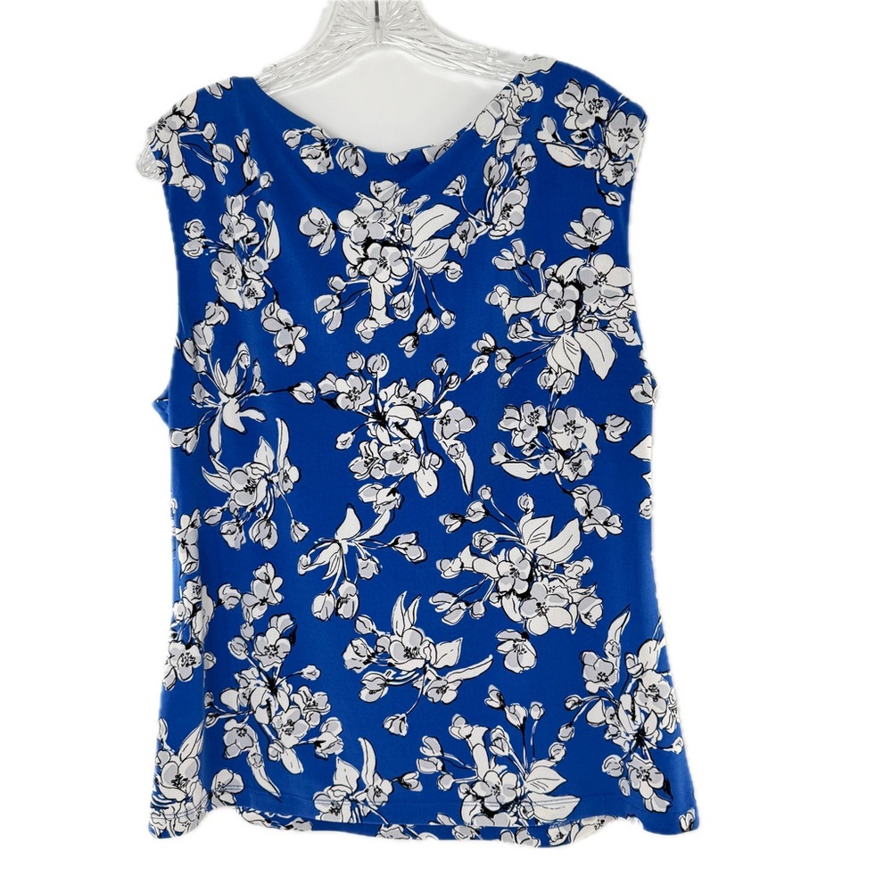 Ivanka Trump Floral Blue/White Sleeveless Career Blouse Keyhole Neck Size Large - Picture 12 of 16